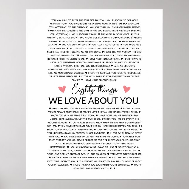 80 reasons why we love you birthday gift for him  poster (Front)