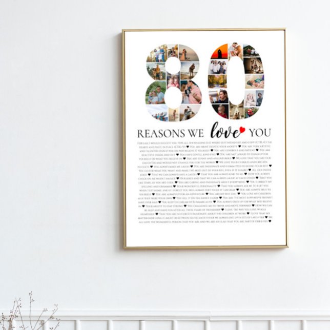 80 reasons why we love you birthday photo collage poster (Creator Uploaded)