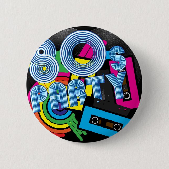 80 Retro Party 6 Cm Round Badge (Front)