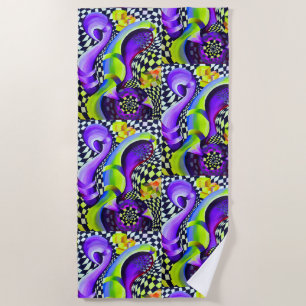 80`s Retro Geometric Pattern Beach Towel