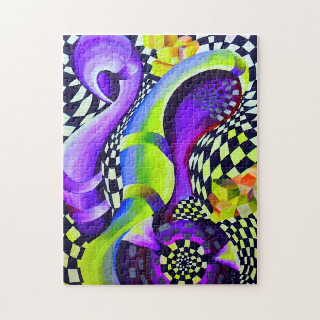 80`s Retro Geometric Pattern Jigsaw Puzzle (Vertical)