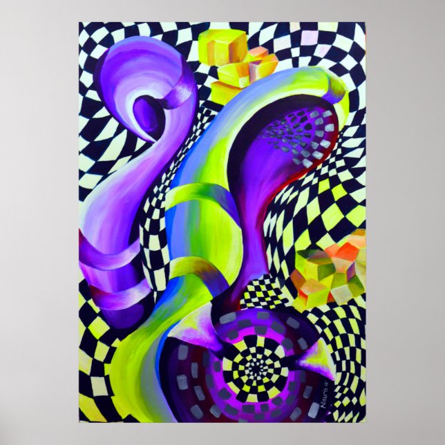 80`s Retro Geometric Pattern Poster (Front)