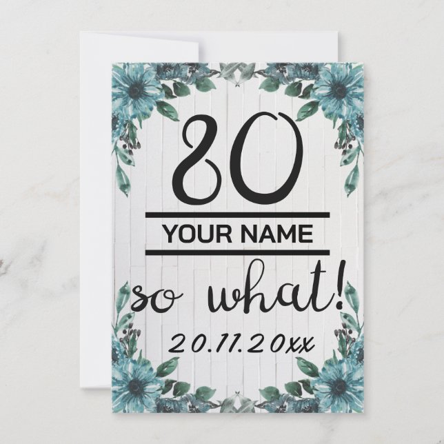 80 So What - Funny 80th Birthday Thank You Card (Front)