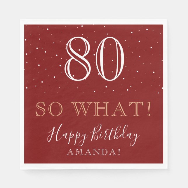 80 So what Funny Quote Elegant 80th Birthday Napkin (Front)