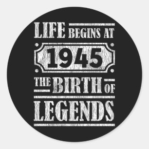 80 Year Old 1945 Birth Of Legend 80th Birthday Classic Round Sticker