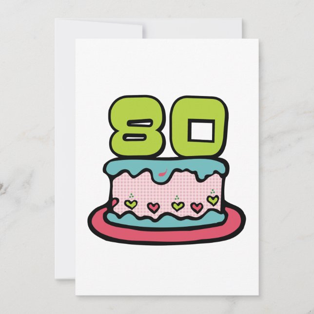 80 Year Old Birthday Cake Card (Front)