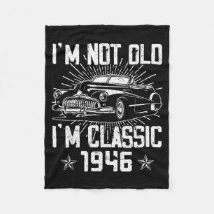 80 Year Old Gifts Men Vintage 1946 Clic Car 80th Fleece Blanket