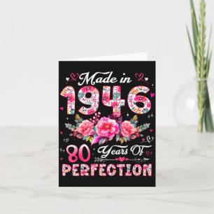 80 Year Old Made In 1946 Floral 80th Birthday Wome Card