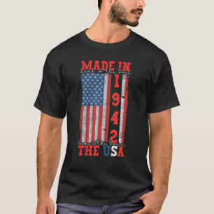 80 Year Old Patriotic Usa Flag 1942 80th B Day Ind T-Shirt