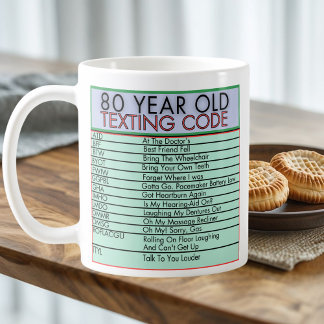 80 Year Old Texting Code Funny Birthday Senior Mug