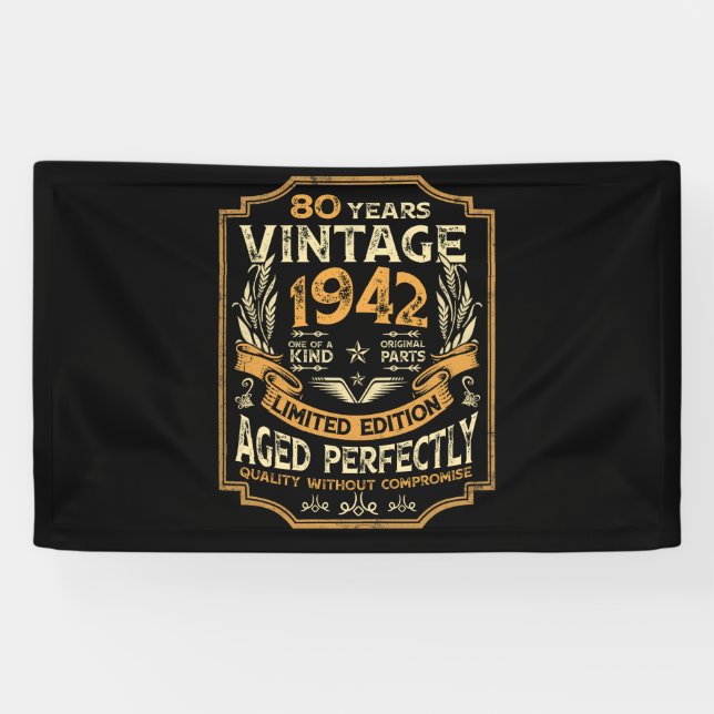 80 Year Old Vintage 1942 80th Birthday Banner (Horizontal)