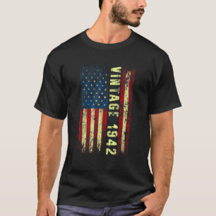 80 Year Old Vintage 1942 American Flag 80th Birthd T-Shirt