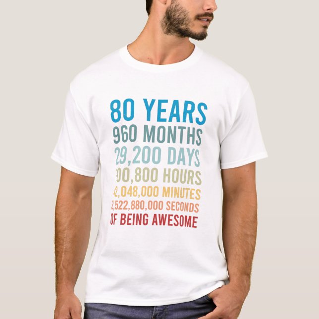 80 Years 960 Months 29200 Days Being Awesome Birth T-Shirt (Front)