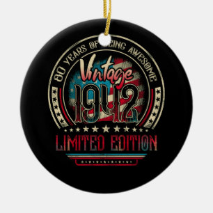 80 Years Awesome 80th Birthday Vintage 1942 USA Ceramic Ornament