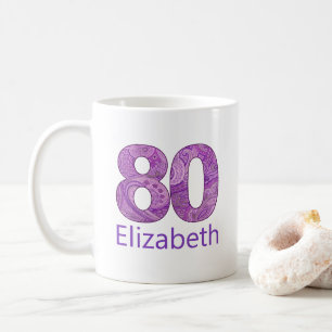 80 years gift purple 80th birthday custom coffee mug