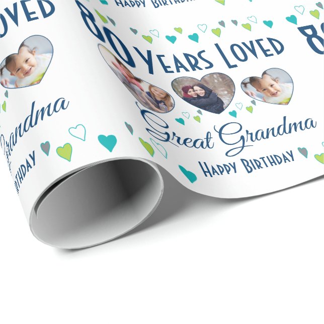 80 Years Loved Custom Photo Wrapping Paper (Roll Corner)