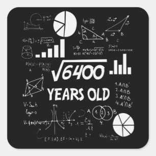 80 Years Old Bday Math Teacher 80th Birthday Gift Square Sticker