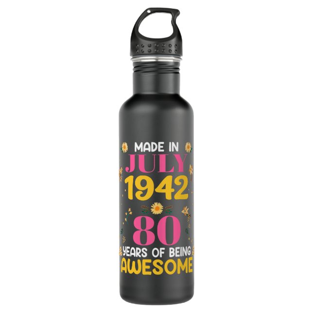 80 Years Old Gifts Women Made in July 1942 710 Ml Water Bottle (Front)