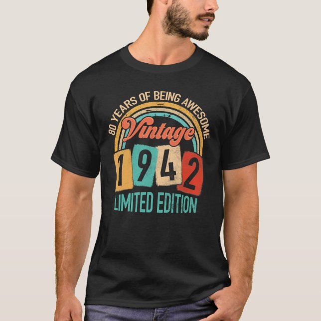 80 Years Old Of Be Awesome In 1942 80th Birthday T-Shirt (Front)