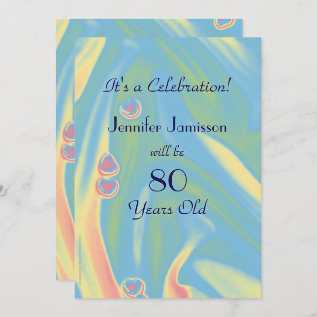 80 Years Old Pastel Blue Birthday Party Invite (Front/Back)