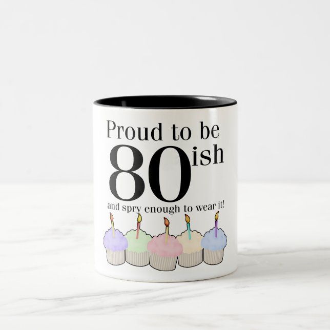 80ish Birthday Two-Tone Coffee Mug (Center)