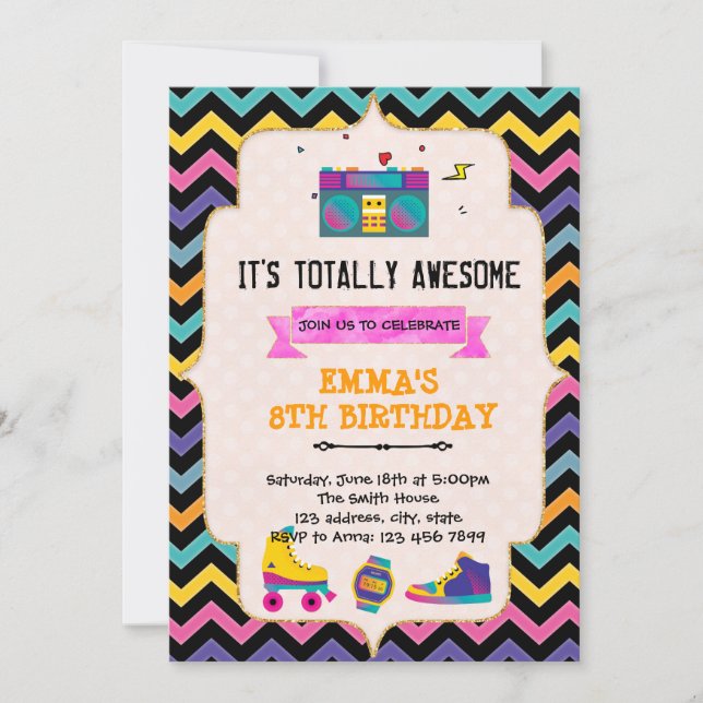 80s 90s birthday party invitation (Front)