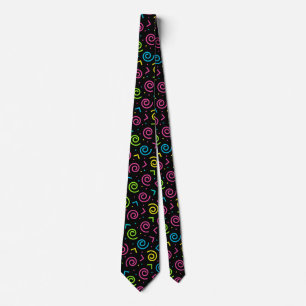 80's/90's Black & Neon Doodle Pattern Tie
