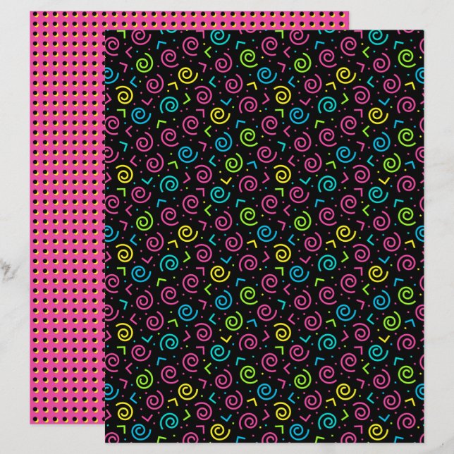 80's/90's Black & Neon Pattern (Front/Back)