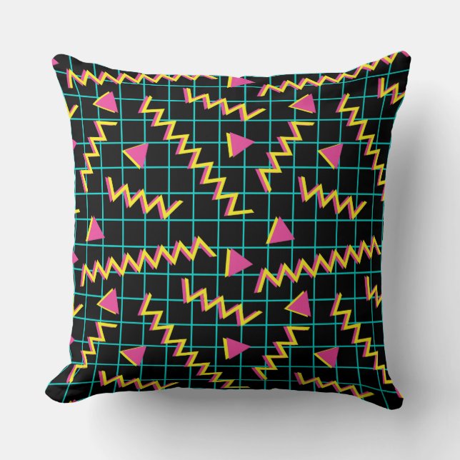 80's/90's Black & Neon Pattern Cushion (Front)