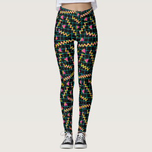 80's/90's Black & Neon Pattern Leggings