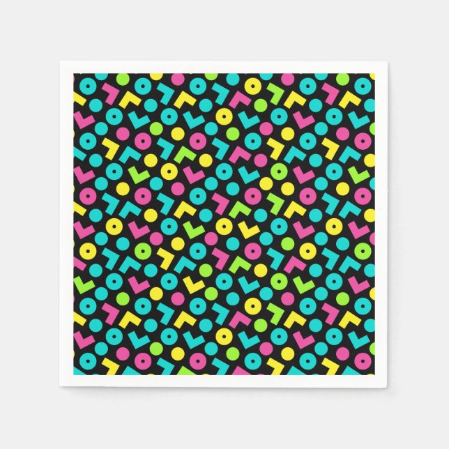80's/90's Black & Neon Pattern Napkin (Front)