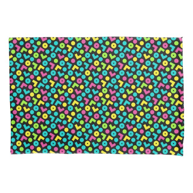 80's/90's Black & Neon Pattern Pillowcase (Front)