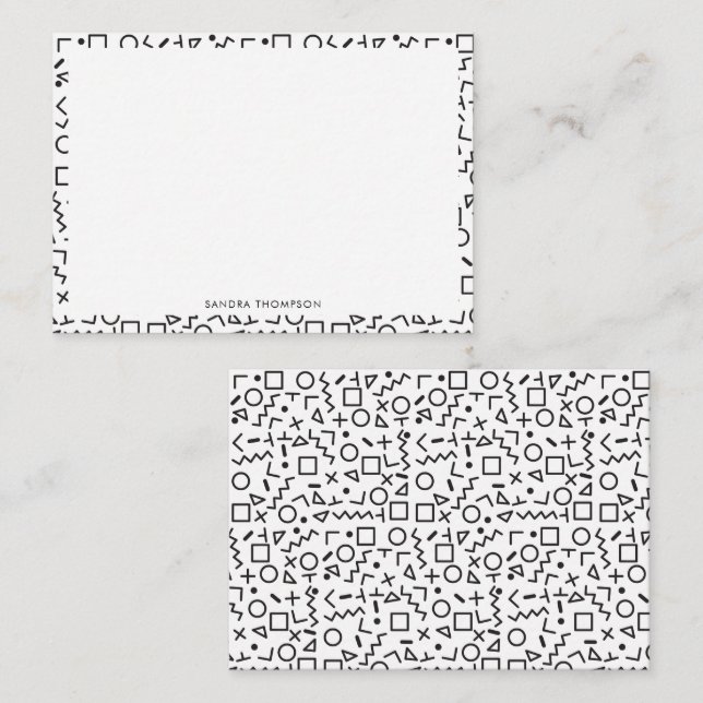 80's 90's Black & White Retro Shapes Pattern Card (Front/Back)