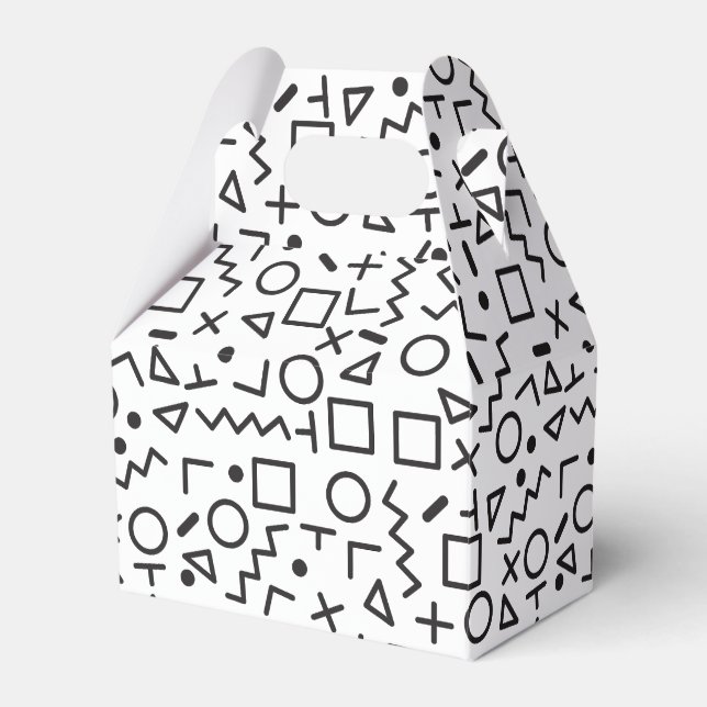80's 90's Black & White Retro Shapes Pattern  Favour Box (Front Side)