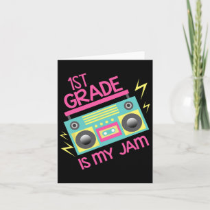 80's 90's Boombox Design 1st Grade Is My Jam  Card
