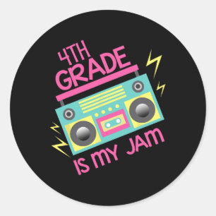 80's 90's Boombox Design 4th Grade Is My Jam Classic Round Sticker