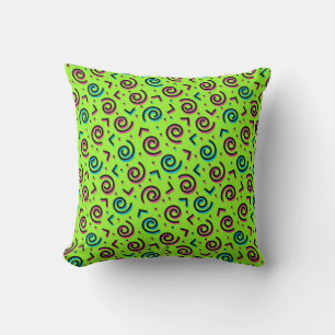 80's/90's Green & Neon Doodle Pattern Cushion