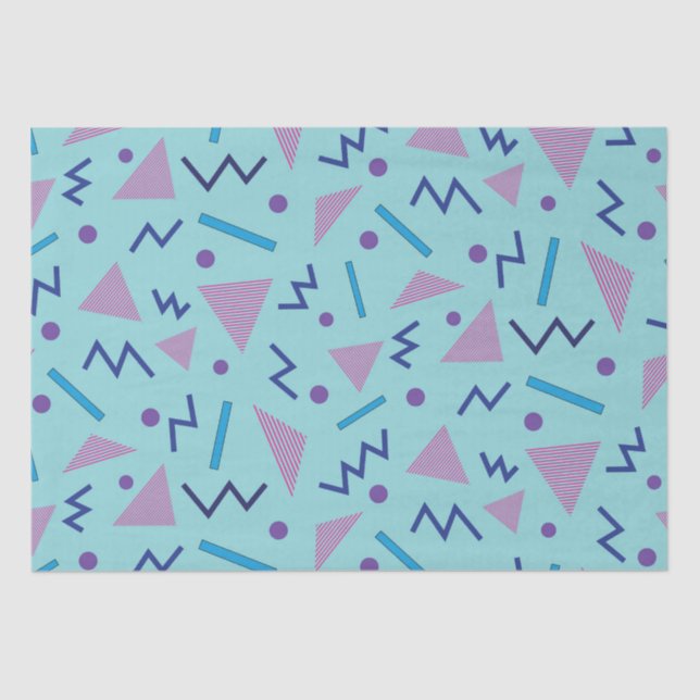 80s 90s Memphis style geometric blue    Tissue Paper (Front)