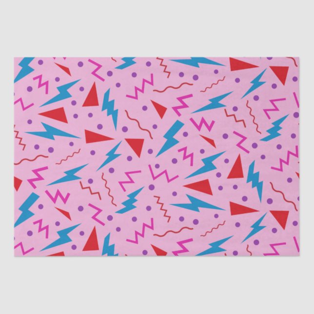 80s 90s Memphis style geometric Pink  Tissue Paper (Front)