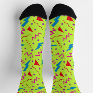 80s 90s Memphis style geometric yellow Socks