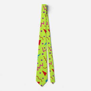 80s 90s Memphis style geometric yellow Tie