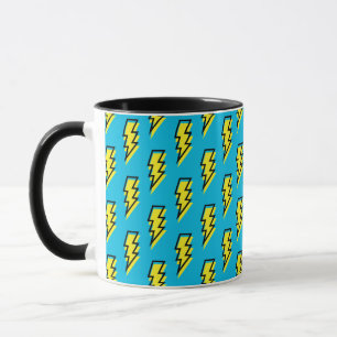 80's/90's Neon Blue Yellow Lightning Bolt Pattern Mug