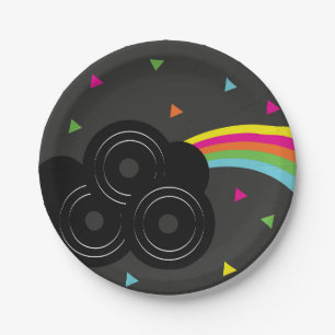 80s 90s Neon Tween Birthday Record  Party Paper Plate