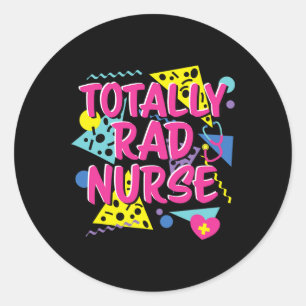 80s 90s Nurse Costume Lazy Halloween Party Theme 1 Classic Round Sticker