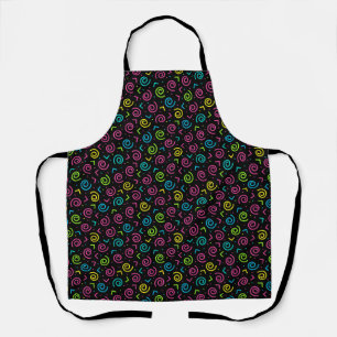  80's/90's Retro Black & Neon Doodle Pattern Apron