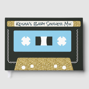 80s 90s Retro Cassette Tape Guest Book   Baby Blue