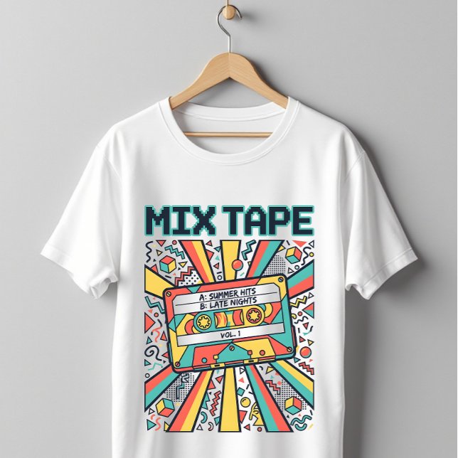 80s 90s Retro Mix Tape Cassette Nostalgia Design T-Shirt (Creator Uploaded)