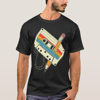 80s 90s Retro Music Mitape Cassetteape Pencil Nost T-Shirt