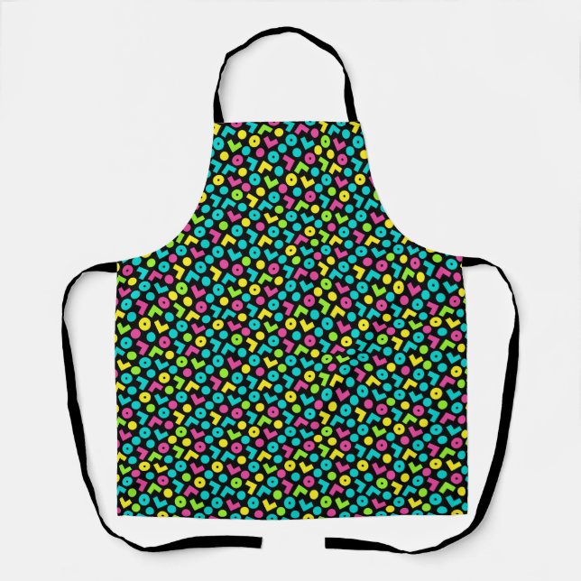 80's/90's Retro Neon And Black Pattern Apron (Front)