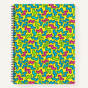 80's/90's Retro Neon Doodle Pattern Notebook